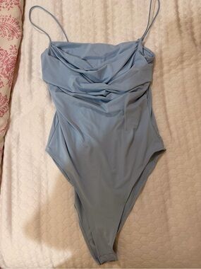 Light Blue Cowl neck bodysuit- Zara